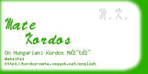 mate kordos business card